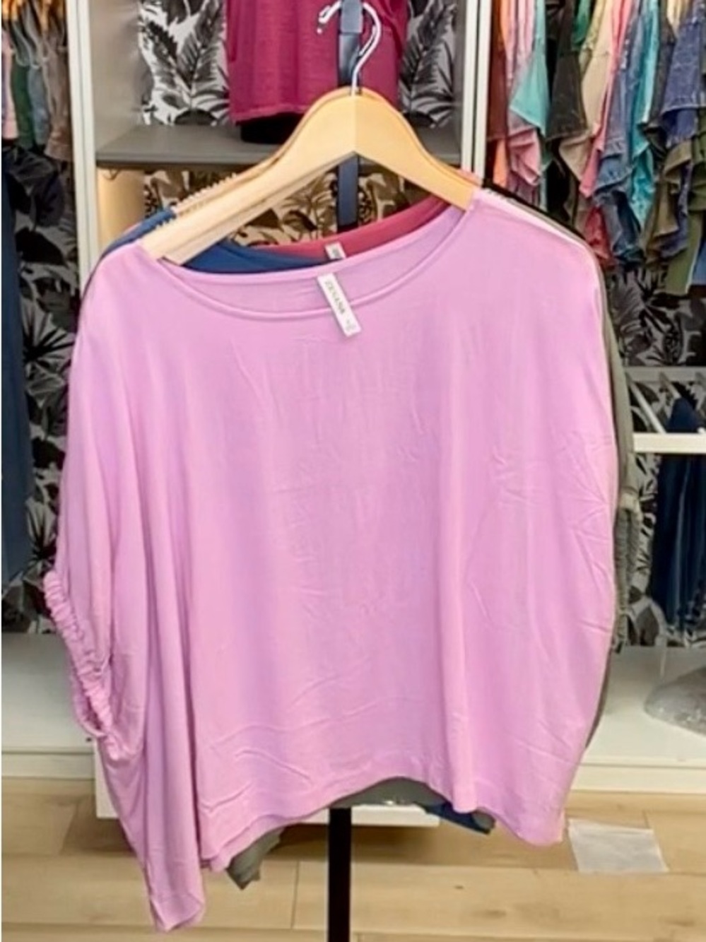 ZENANA Lilac Lightweight Top - Size S Oversized